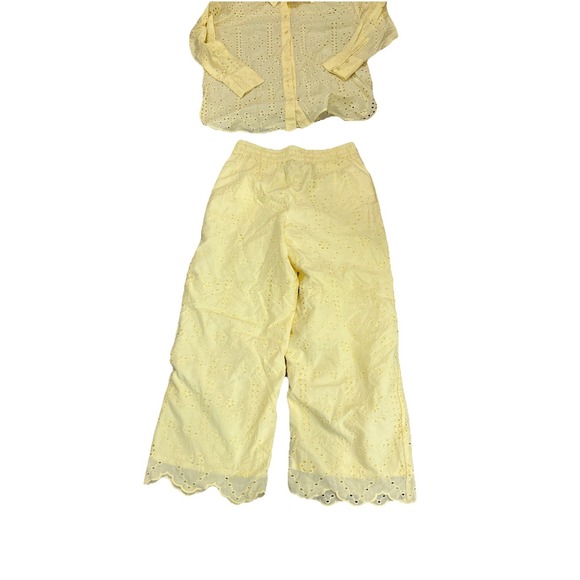 Calypso St Barth Yellow Medium Blouse & wide leg pant Set Eyelet Resort Spring - Picture 8 of 8